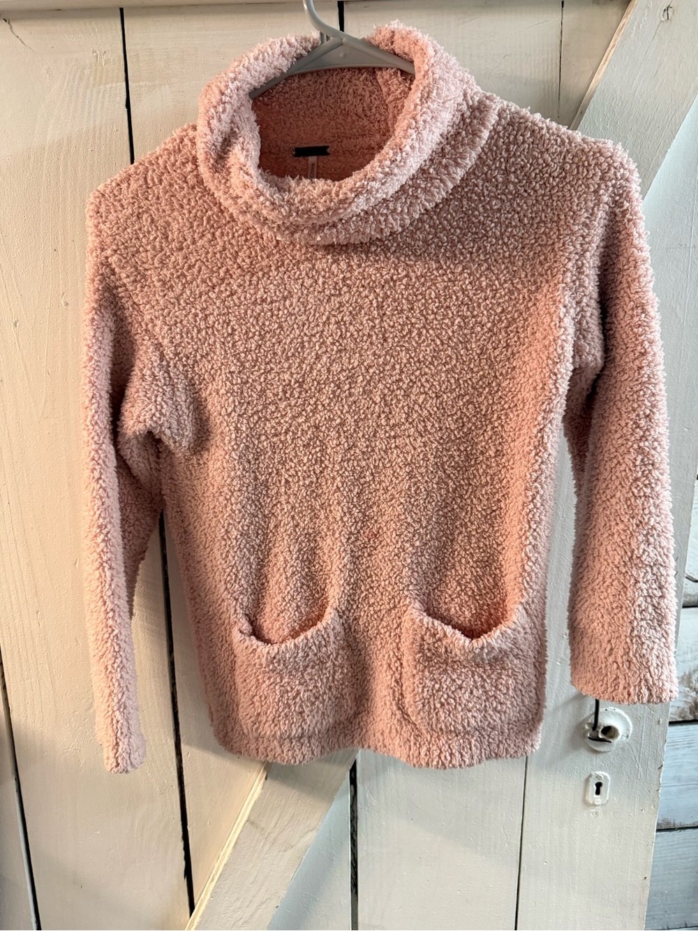 Cozy Women's Pink Sherpa Turtleneck Sweater